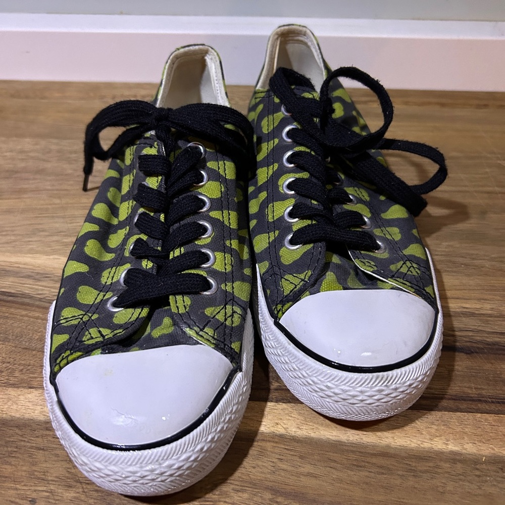 Marimekko funky sneakers - brown with green pears.  Size European 38.